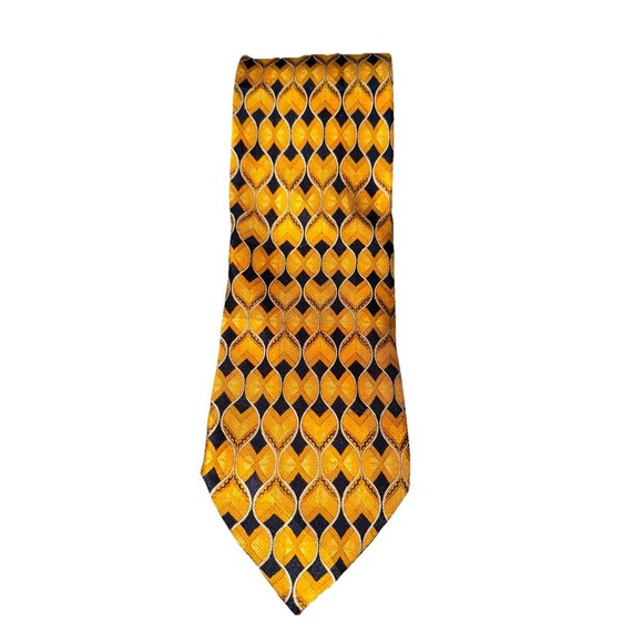 Ermenegildo Zenga Men’s Gold Blue Geometric Printed 100% Silk Tie 4” Italian EUC - Picture 4 of 9